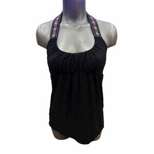 Grass Collection Boutique Shelf bra embroidered halter top small